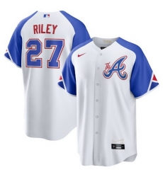 Men's Atlanta Braves #27 Austin Riley White 2023 City Connect Cool Base Stitched Baseball Jersey Men's Atlanta Braves #27 Austin Riley White 2023 City Connect Cool Base Stitched Baseball Jersey