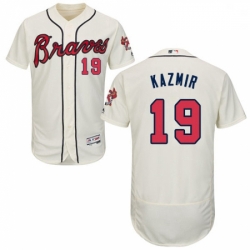 Mens Majestic Atlanta Braves 19 Scott Kazmir Cream Alternate Flex Base Authentic Collection MLB Jersey