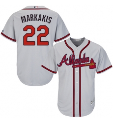 Mens Majestic Atlanta Braves 22 Nick Markakis Replica Grey Road Cool Base MLB Jersey Mens Majestic Atlanta Braves 22 Nick Markakis Replica Grey Road Cool Base MLB Jersey