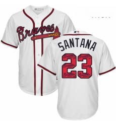 Mens Majestic Atlanta Braves 23 Danny Santana Authentic White Team Logo Fashion Cool Base MLB Jersey Mens Majestic Atlanta Braves 23 Danny Santana Authentic White Team Logo Fashion Cool Base MLB Jersey