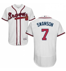 Mens Majestic Atlanta Braves 7 Dansby Swanson White Flexbase Authentic Collection MLB Jersey Mens Majestic Atlanta Braves 7 Dansby Swanson White Flexbase Authentic Collection MLB Jersey