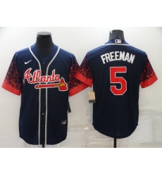 Men's Nike Atlanta Braves 5 Freddie Freeman Navy 2021 New Jersey Men's Nike Atlanta Braves 5 Freddie Freeman Navy 2021 New Jersey