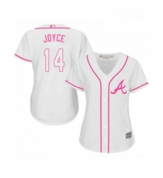Womens Atlanta Braves 14 Matt Joyce Replica White Fashion Cool Base Baseball Jersey Womens Atlanta Braves 14 Matt Joyce Replica White Fashion Cool Base Baseball Jersey