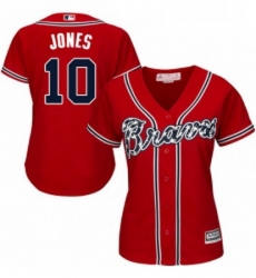 Womens Majestic Atlanta Braves 10 Chipper Jones Authentic Red Alternate Cool Base MLB Jersey Womens Majestic Atlanta Braves 10 Chipper Jones Authentic Red Alternate Cool Base MLB Jersey