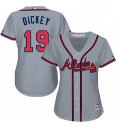 Womens Majestic Atlanta Braves 19 RA Dickey Replica Grey Road Cool Base MLB Jersey Womens Majestic Atlanta Braves 19 RA Dickey Replica Grey Road Cool Base MLB Jersey