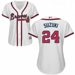Womens Majestic Atlanta Braves 24 Kurt Suzuki Replica White Home Cool Base MLB Jersey