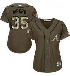 Womens Majestic Atlanta Braves 35 Phil Niekro Replica Green Salute to Service MLB Jersey Womens Majestic Atlanta Braves 35 Phil Niekro Replica Green Salute to Service MLB Jersey