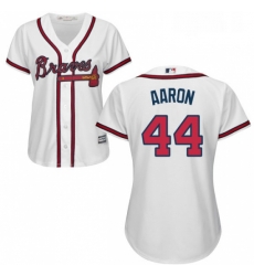 Womens Majestic Atlanta Braves 44 Hank Aaron Replica White Home Cool Base MLB Jersey Womens Majestic Atlanta Braves 44 Hank Aaron Replica White Home Cool Base MLB Jersey