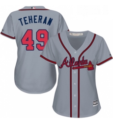 Womens Majestic Atlanta Braves 49 Julio Teheran Replica Grey Road Cool Base MLB Jersey Womens Majestic Atlanta Braves 49 Julio Teheran Replica Grey Road Cool Base MLB Jersey