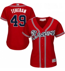Womens Majestic Atlanta Braves 49 Julio Teheran Replica Red Alternate Cool Base MLB Jersey Womens Majestic Atlanta Braves 49 Julio Teheran Replica Red Alternate Cool Base MLB Jersey