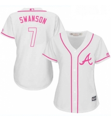 Womens Majestic Atlanta Braves 7 Dansby Swanson Authentic White Fashion Cool Base MLB Jersey Womens Majestic Atlanta Braves 7 Dansby Swanson Authentic White Fashion Cool Base MLB Jersey