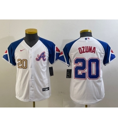 Youth Atlanta Braves 20 Marcell Ozuna White 2023 City Connect Stitched Baseball Jersey 1 Youth Atlanta Braves 20 Marcell Ozuna White 2023 City Connect Stitched Baseball Jersey 1