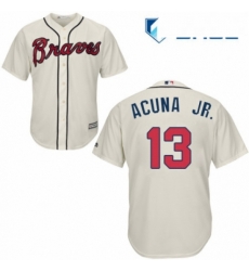 Youth Majestic Atlanta Braves 13 Ronald Acuna Jr Authentic Cream Alternate 2 Cool Base MLB Jersey Youth Majestic Atlanta Braves 13 Ronald Acuna Jr Authentic Cream Alternate 2 Cool Base MLB Jersey