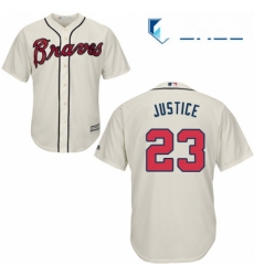 Youth Majestic Atlanta Braves 23 David Justice Replica Cream Alternate 2 Cool Base MLB Jersey Youth Majestic Atlanta Braves 23 David Justice Replica Cream Alternate 2 Cool Base MLB Jersey