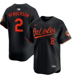 Men Baltimore Orioles 2 Gunnar Henderson Black Alternate Limited Stitched Baseball Jersey