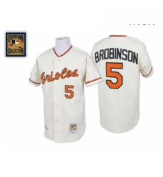 Mens Mitchell and Ness Baltimore Orioles 5 Brooks Robinson Authentic Cream Throwback MLB Jersey Mens Mitchell and Ness Baltimore Orioles 5 Brooks Robinson Authentic Cream Throwback MLB Jersey