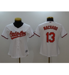 Women Baltimore Orioles 13 Manny Machado White Cool Base Stitched Jerse Women Baltimore Orioles 13 Manny Machado White Cool Base Stitched Jerse