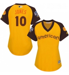 Womens Majestic Baltimore Orioles 10 Adam Jones Authentic Yellow 2016 All Star American League BP Cool Base MLB Jersey Womens Majestic Baltimore Orioles 10 Adam Jones Authentic Yellow 2016 All Star American League BP Cool Base MLB Jersey