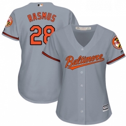 Womens Majestic Baltimore Orioles 28 Colby Rasmus Authentic Grey Road Cool Base MLB Jersey 