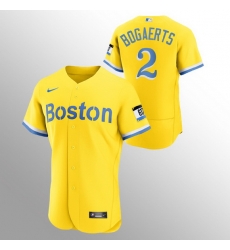 Men Boston Red Sox 2 Xander Bogaerts Men Nike 2021 City Connect Gold Authentic MLB Jersey Men Boston Red Sox 2 Xander Bogaerts Men Nike 2021 City Connect Gold Authentic MLB Jersey