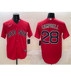 Men Boston Red Sox 28 Kristian Campbell Red Cool Base Stitched Baseball Jersey Men Boston Red Sox 28 Kristian Campbell Red Cool Base Stitched Baseball Jersey