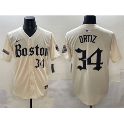 Men Boston Red Sox 34 David Ortiz Cream Gothic Vapor Limited Stitched Baseball Jersey