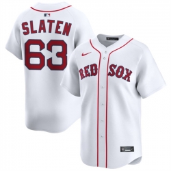 Men Boston Red Sox 63 Justin Slaten White 2025 Home Limited Stitched Baseball Jersey