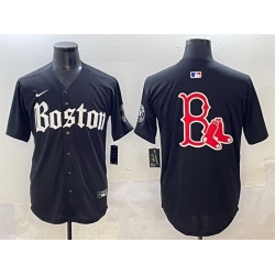 Men Boston Red Sox Team Big Logo Black Gothic Vapor Limited Stitched Baseball Jersey