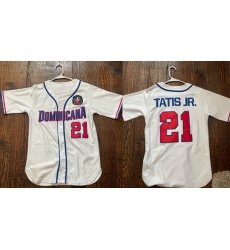 Men Dominican 21 Tatis White Stitched Baseball Jersey