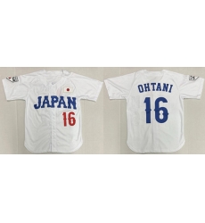 Men Japan 16 Shohei Ohtani White Stitched Baseball Jersey Men Japan 16 Shohei Ohtani White Stitched Baseball Jersey