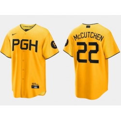 Men Pittsburgh Pirates 22 Andrew McCutchen Gold 2023 City Connect Stitched Jersey