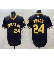 Men Pittsburgh Pirates 24 Barry Bonds Black With Patch Cool Base Stitched Baseball Jersey