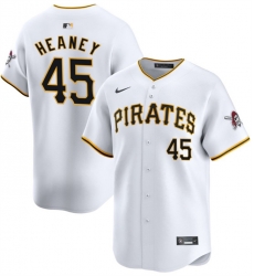 Men Pittsburgh Pirates 45 Andrew Heaney White 2025 Home Limited Stitched Baseball Jersey