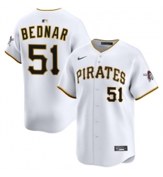 Men Pittsburgh Pirates 51 David Bednar White 2025 Home Limited Stitched Baseball Jersey Men Pittsburgh Pirates 51 David Bednar White 2025 Home Limited Stitched Baseball Jersey