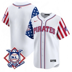 Men Pittsburgh Pirates Blank White 2024 Fourth of July Vapor Limited Stitched Baseball Jersey