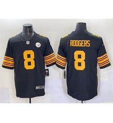 Men Pittsburgh Steelers 8 Aaron Rodgers Black 2025 Color Rush Vapor Limited Stitched Footb Men Pittsburgh Steelers 8 Aaron Rodgers Black 2025 Color Rush Vapor Limited Stitched Footb