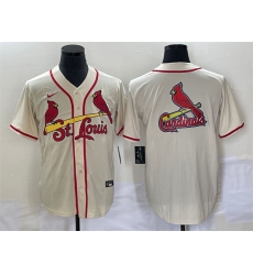 Men St Louis Cardinals Cream Big Team Logo In Back Cool Base Stitched Jersey Men St Louis Cardinals Cream Big Team Logo In Back Cool Base Stitched Jersey