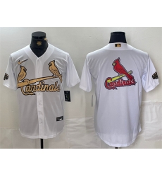 Men St Louis Cardinals Team Big Logo All Star White Gold Stitched Baseball Jersey 2 Men St Louis Cardinals Team Big Logo All Star White Gold Stitched Baseball Jersey 2