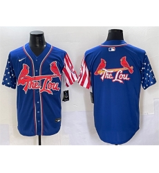 Men St Louis Cardinals Team Big Logo Royal Independence Day Vapor Premier Limited Stitched Baseball Jersey