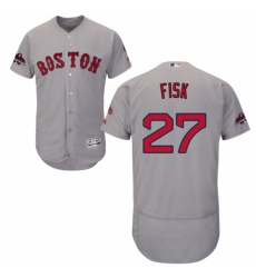 Mens Majestic Boston Red Sox 27 Carlton Fisk Grey Road Flex Base Authentic Collection 2018 World Series Jersey Mens Majestic Boston Red Sox 27 Carlton Fisk Grey Road Flex Base Authentic Collection 2018 World Series Jersey