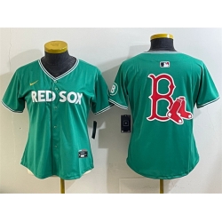 Women Boston Red Sox Team Big Logo Green 2025 City Connect Limited Stitched Baseball Jersey