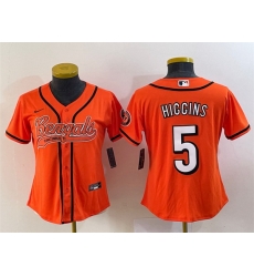 Women Cincinnati Bengals 5 Tee Higgins Orange With Patch Cool Base Stitched Baseball Women Cincinnati Bengals 5 Tee Higgins Orange With Patch Cool Base Stitched Baseball
