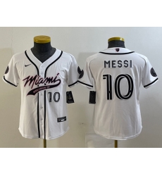 Women Inter Miami CF 10 Lionel Messi White Cool Base Stitched Jersey Women Inter Miami CF 10 Lionel Messi White Cool Base Stitched Jersey