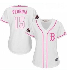 Womens Majestic Boston Red Sox 15 Dustin Pedroia Authentic White Fashion 2018 World Series Champions MLB Jersey Womens Majestic Boston Red Sox 15 Dustin Pedroia Authentic White Fashion 2018 World Series Champions MLB Jersey