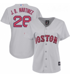 Womens Majestic Boston Red Sox 28 J D Martinez Replica Grey Road MLB Jersey Womens Majestic Boston Red Sox 28 J D Martinez Replica Grey Road MLB Jersey