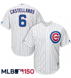 Cubs 6 Nick Castellanos White 150th Patch Cool Base Jersey Cubs 6 Nick Castellanos White 150th Patch Cool Base Jersey