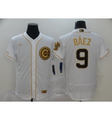 Cubs 9 Javier Baez White Gold Nike Flexbase Jersey Cubs 9 Javier Baez White Gold Nike Flexbase Jersey