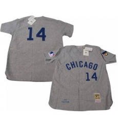 Men Chicago Cubs 14 Ernie Banks Gray 1969 Stitched Baseball Jersey