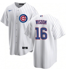 Men Chicago Cubs 16 Patrick Wisdom White Cool Base Stitched Baseball Jerse Men Chicago Cubs 16 Patrick Wisdom White Cool Base Stitched Baseball Jerse