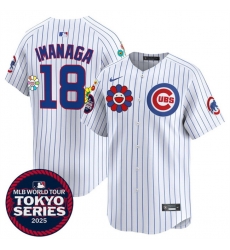 Men Chicago Cubs 18 Sh u014Dta Imanaga White 2025 Tokyo Series Limited Stitched Baseball Jersey